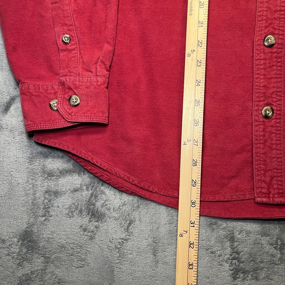 Vintage Eddie Bauer Shirt Men's Large Red Chamois Cloth Flannel Pockets Outdoors - Picture 5 of 10